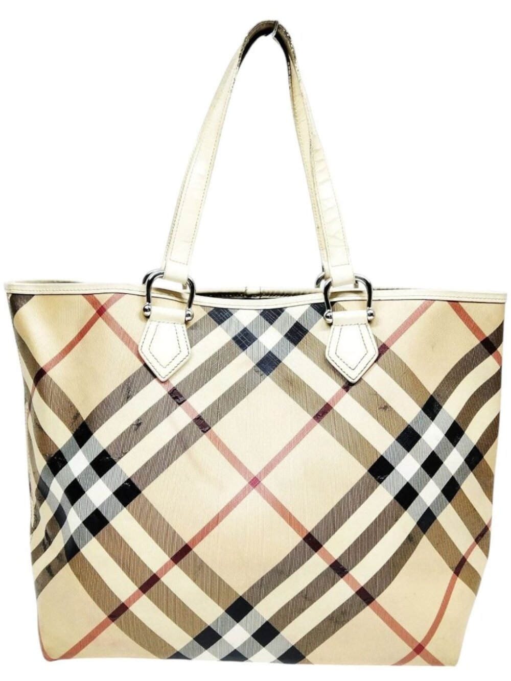 (L4) Burberry Tote Bag Beige PVC